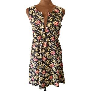 Kara Line Slip Dress Lightweight Casual Black Floral‎ Unlined Stretch Waist OS